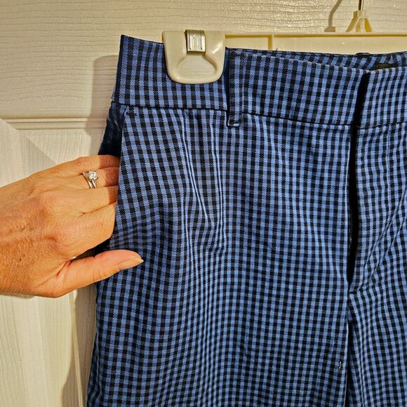 Woman's cropped mid-rise pants Blue and Black checks size 6 - Picture 4 of 5
